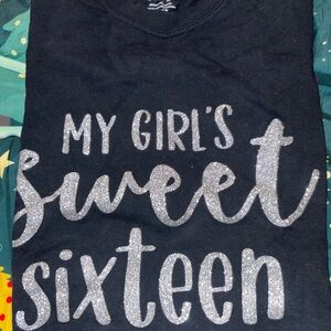 Gildan Black Tee with Silver Glitter 'My Girl's Sweet Sixteen'